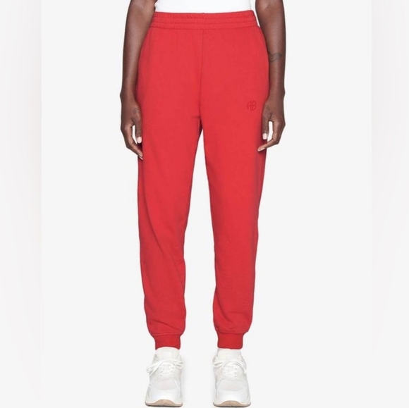 Anine Bing Sport Tyler Jogger Sweatpants Red Size M Oversized Organic Cotton - Picture 2 of 13
